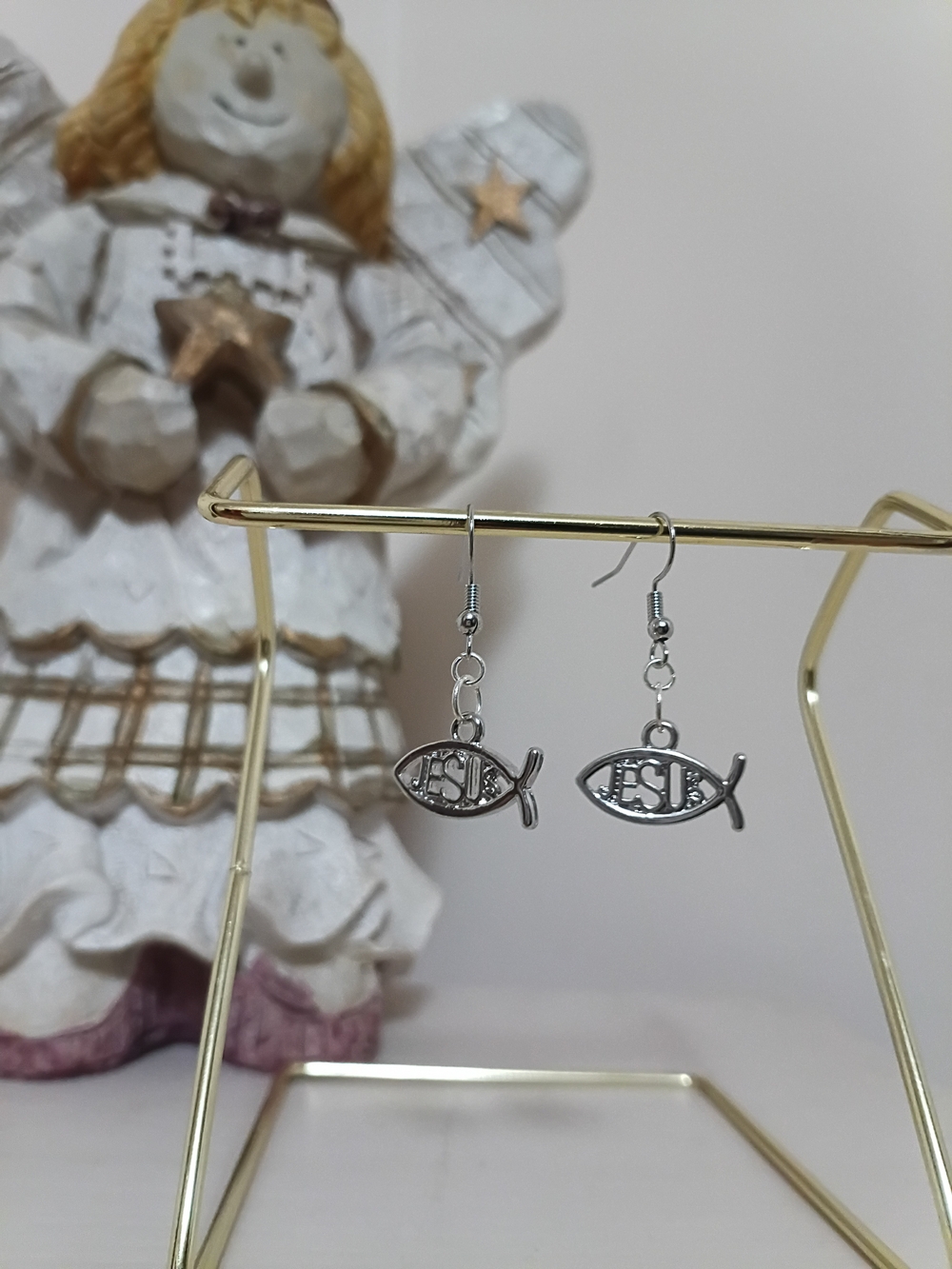 Silver Christian Fish Dangle Earrings